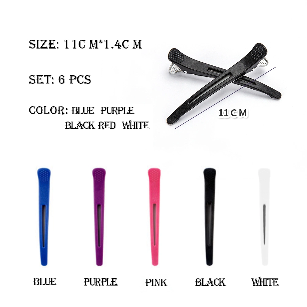 6 PCS/Pack Professional Hair Tools Plastic Salon Duckbill Hair Clips Accessories Pointed Creaseless Hair Clips