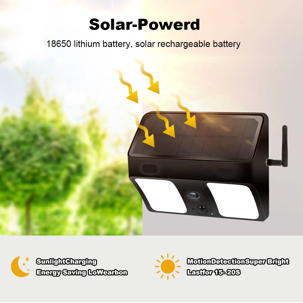 WiFi proyector batería solar con la cámara de vídeo Full HD de la seguridad exterior de movimiento PIR