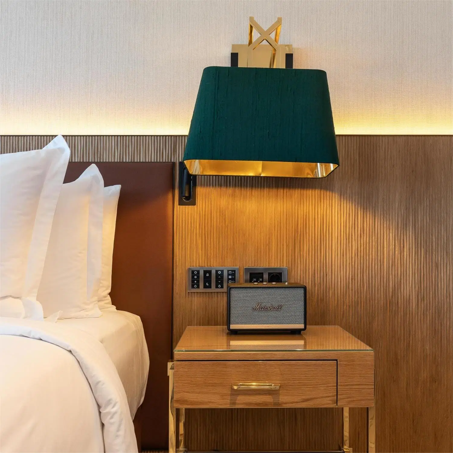 Элегантный отель шпона мебель с одной спальней ансамбль с деревянными шкаф