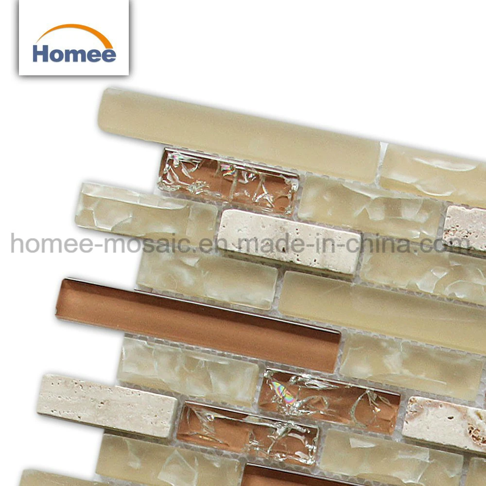 Mix Color Irregular Backplash Kitchen Ice Crack Stone Glass Mosaic