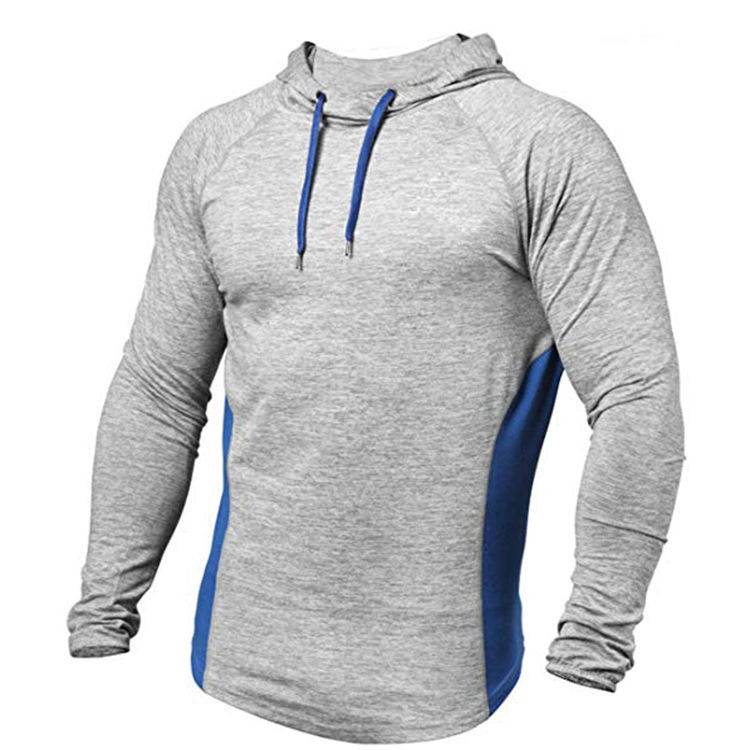 Mens Long Sleeve l'exécution de la randonnée pédestre Tops Casual Activewear salle de gym à séchage rapide de l'entraînement T-shirt à capuche