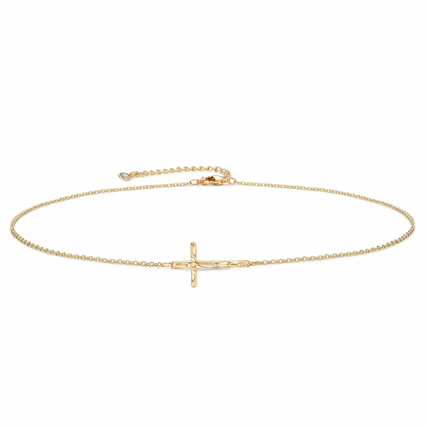 Collar Colgante Cruz Fe 14 K de la cadena dulce chapado en simple y minimalista de la oración de los señores Dios diminutas joyas Religiosas Don