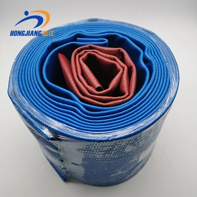 Riego agrícola material grueso PVC resistencia a la corrosión 6 pulgadas Layflat Manguera azul