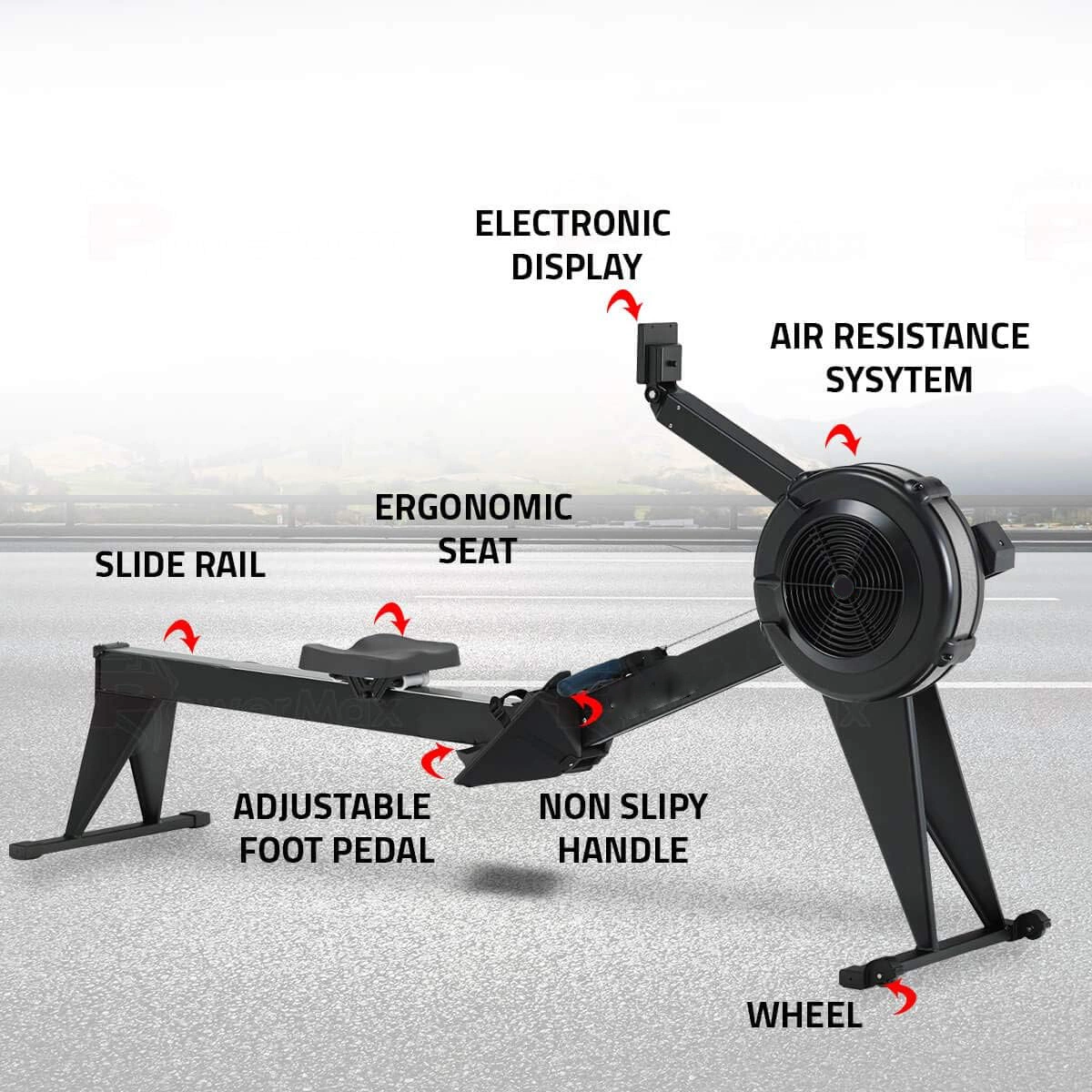 Wholesale/Supplier Home Use Black Fitness Air Rowing Machine