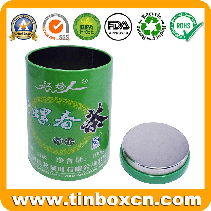 Food-Safety Tinplate Round Metal Tin Box Tea Can for Tea Canister Storage