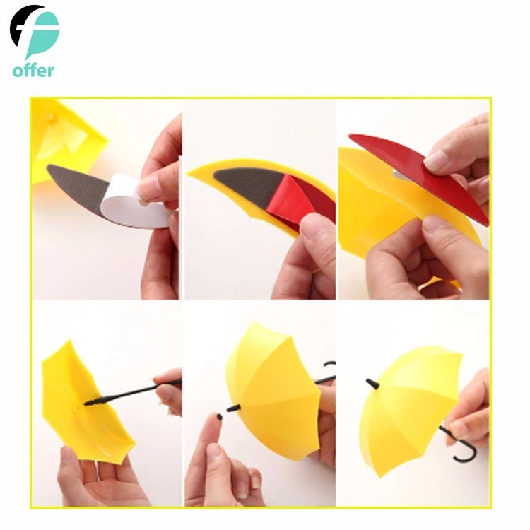 3PCS Sets Colorful Traceless Nail-Free Umbrella Shape Glue Hook Sticker