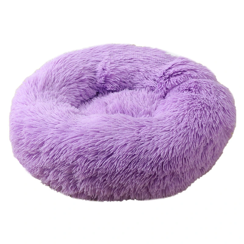 2023 New Round Plush Winter Warm Pet Supplies Cat and Dog Bed