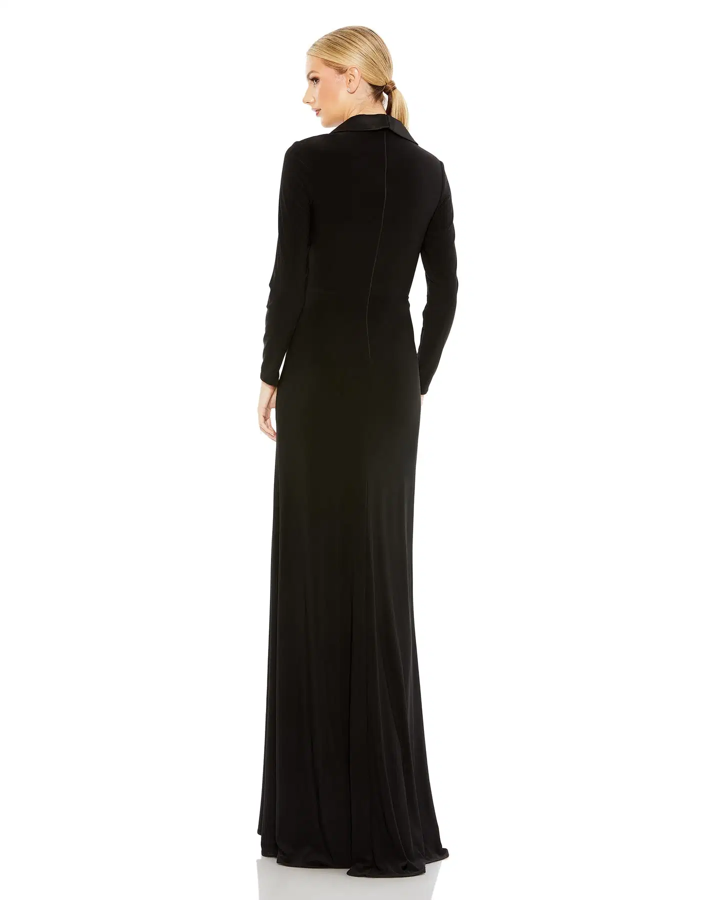 Elegant Ladies Jersey High Slit Long Sleeve Evening Dresses