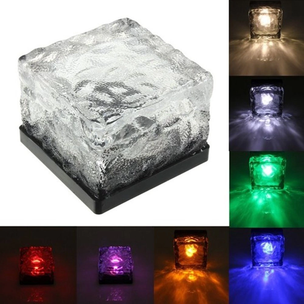 Hot Sale Solar Ice Lights Crystal Brick Stone Lamp Solar Path Floor Light for Stair Lawn Yard Outdoor Decoration