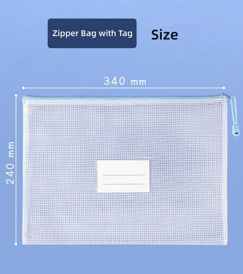 23c Macaron Color Mesh Zipper Pouch Zipper Bags, Puzzle Bag A4 Letter Size File Pocket, Zipper File Bags for School and Office Supplies