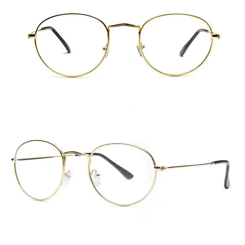 Classic Metal redondo transparente lentes marco lentes unisex círculo gafas Marcos ópticos metálicos para el hombre