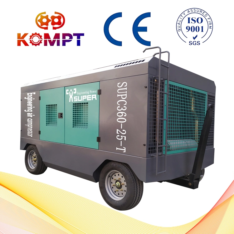China Perfuração de Poços Compressor de Ar de Parafuso Portátil e Móvel Acionado por Motor Diesel para Perfuração 650-1800 Cfm 250 ~ 522 Psig.
