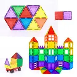 130PCS Tiles Stacking Pre-School Educational Magnetic Building Blocks Toys Sets for Kids