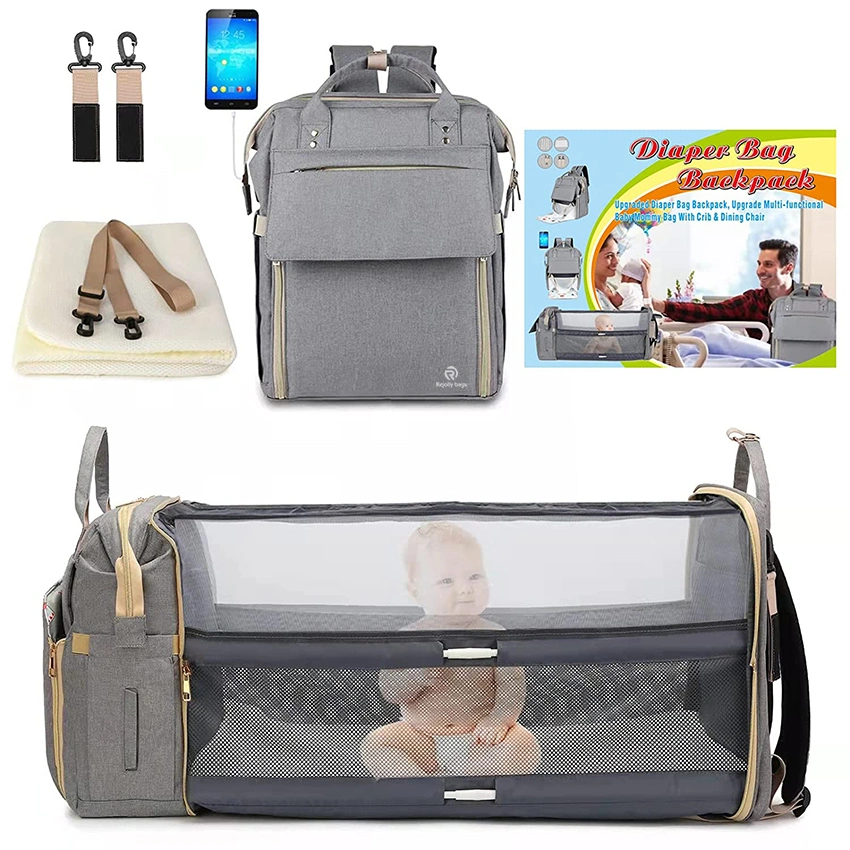 10 en 1 con el cambio de estación y de viaje portátil silla alta, Baby Shower regalos, bolsa de bebé multifuncional con mosquitero aislado de la bolsa de pañales de bolsillo mochila