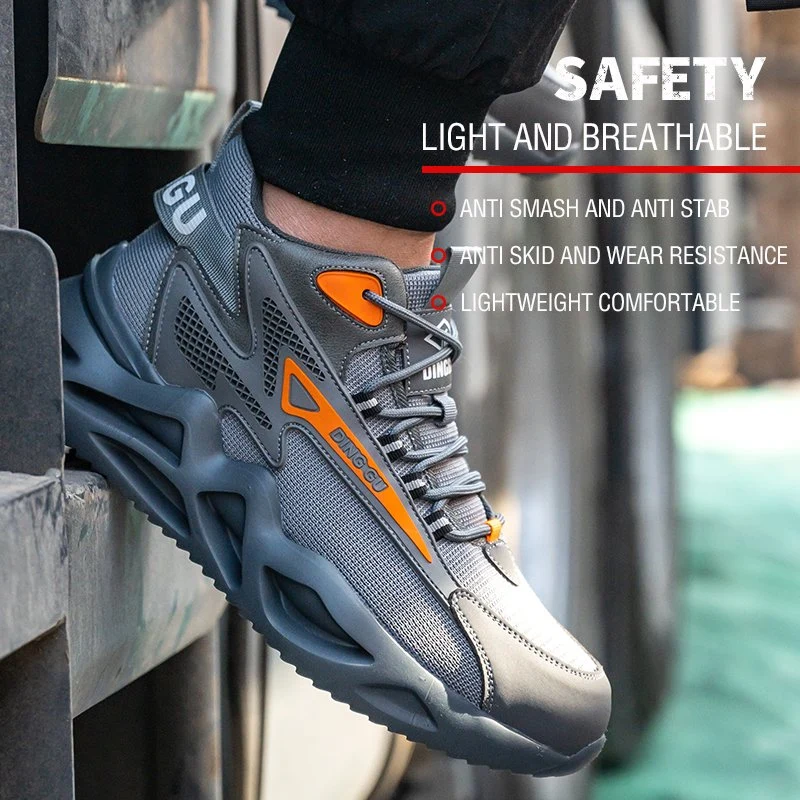 Men's Steel Toe Work Safety Shoes, Puncture Proof Anti-Skid Work Shoes, Lightweight Breathable Industrial Construction Sneakers