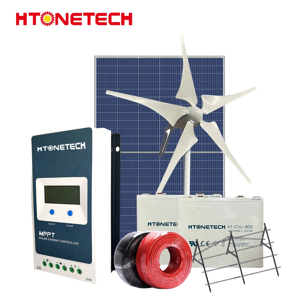 Htonetech 16W Panneau Solaire Mono Usine Solaire Éolien et Hydroélectrique Chine Système d'Énergie Éolienne Domestique avec Générateur d'Énergie Éolienne 1kw