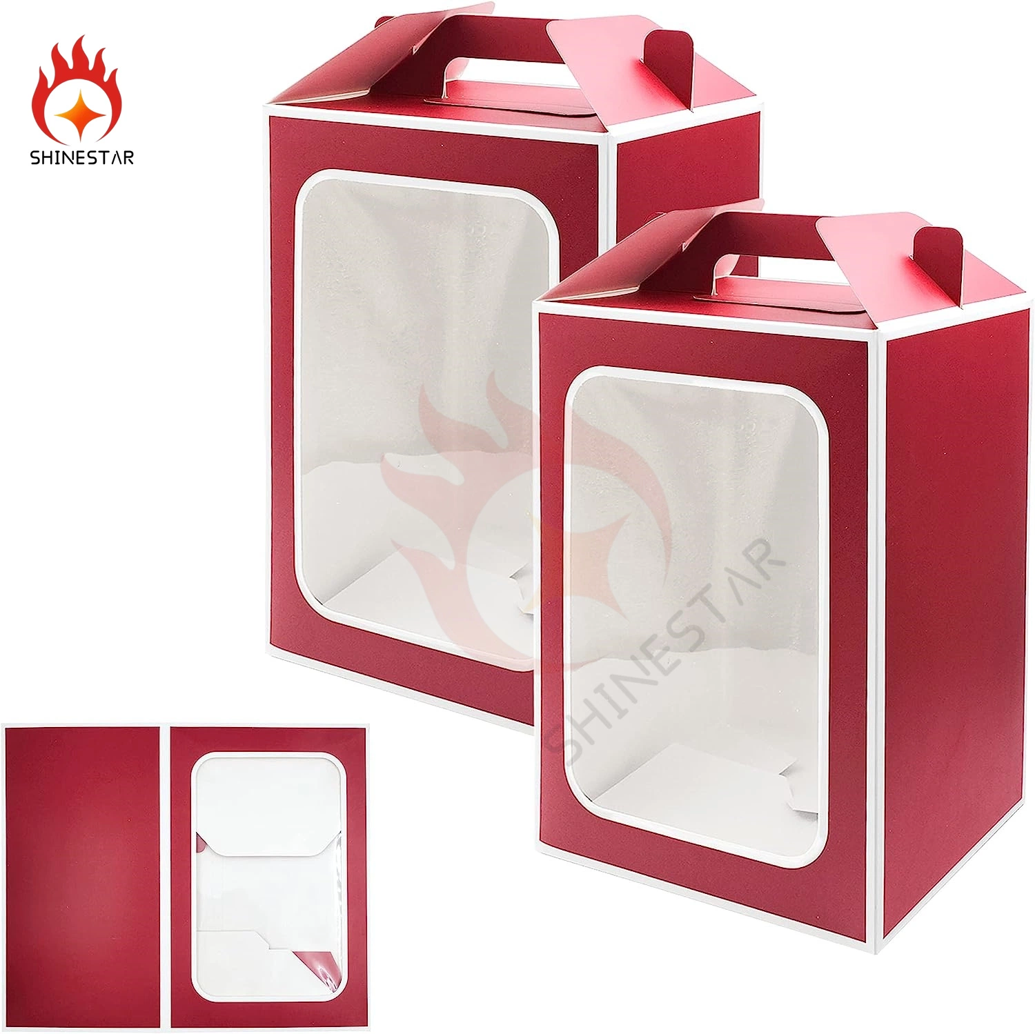 Paper Stand up Gift Bags with Handles and Transparent Window for Party