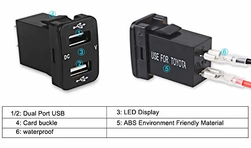 Car Charger 12V Dual USB Ports Socket Voltmeter 4.2A Power Adapter for Toyota