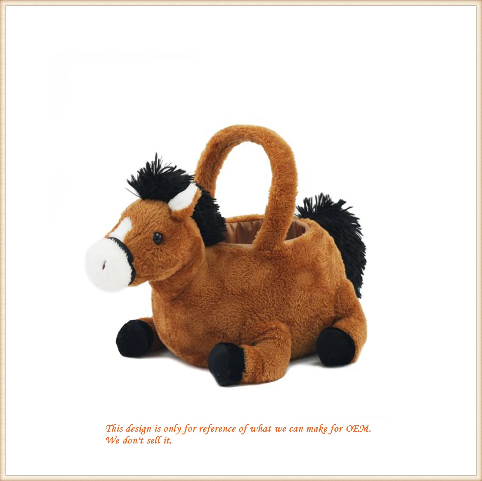 Plush Brown Donkey Basket Toy/ Lovley Kids&prime; Snacks Basket/ Custom Plush Toy