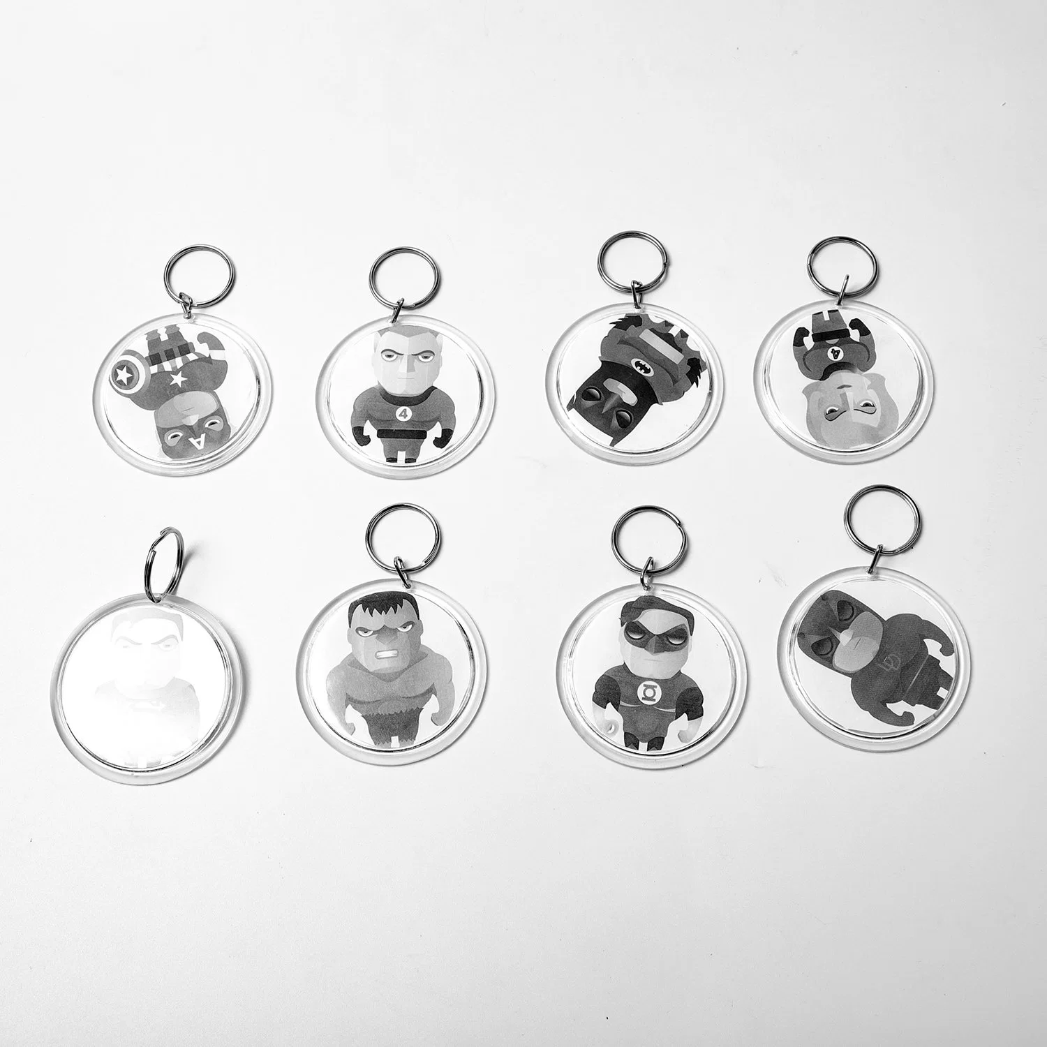 21904 Mini Acrylic Custom Round Clear Plastic Digital Photo Album Keychains for Artwork