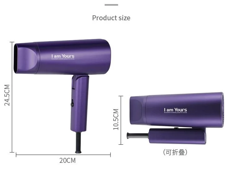 Foldable Portable Hair Dryer Household Dormitory High-Power Hot and Cold Air Multi-Speed Hair Dryer