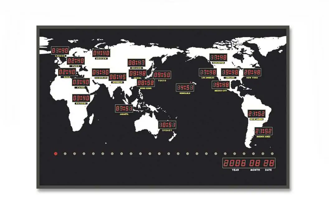 LED Digital 24 Time Zone World Map Clock (الساعة العالمية لخريطة المنطقة الزمنية)