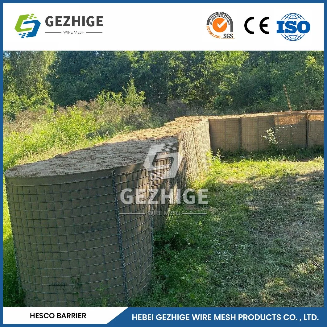 Gezhige Galvanized Hexagonal Gabion Wire Mesh Suppliers Anti-Ultraviolet Geonets and Gabion Net China Good Flexibility Sand Wall Hesco Barrier