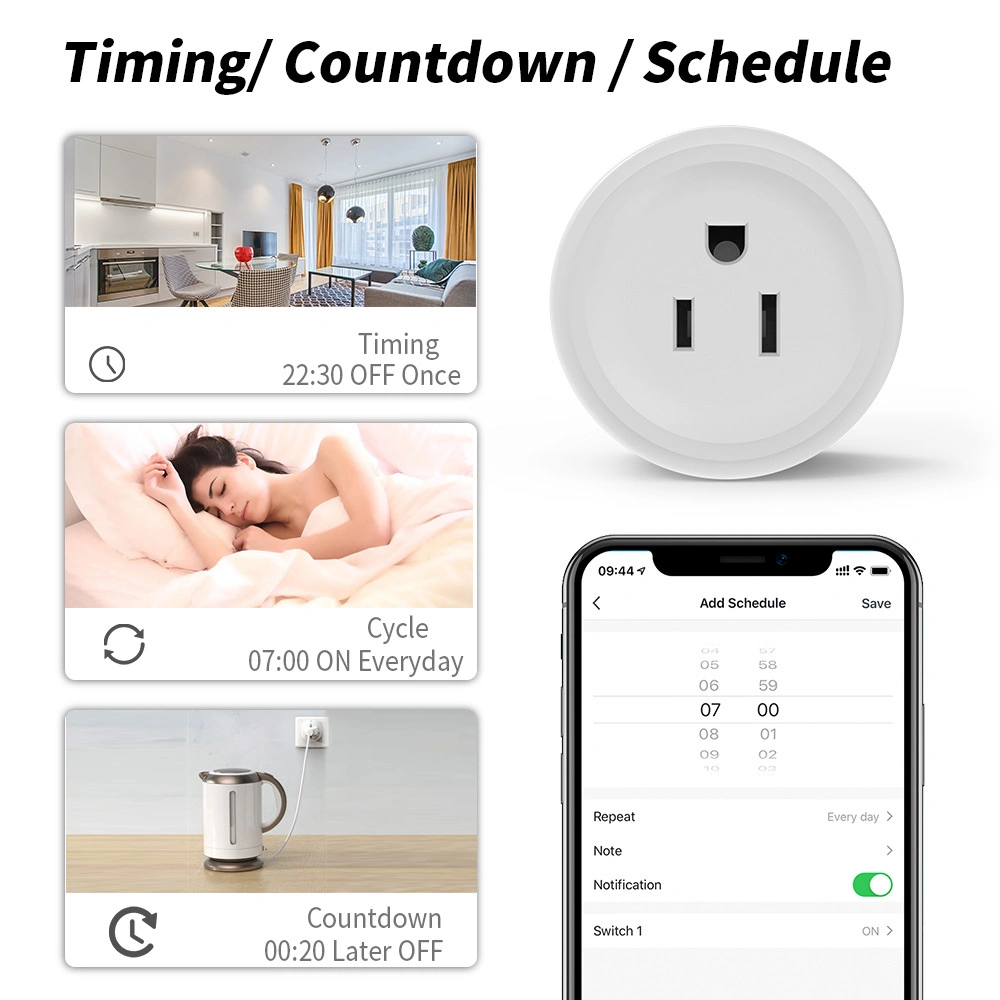 Smart Zigbee WiFi Outlet: Contrôle à distance par smartphone et commande vocale avec minuterie - Prise US