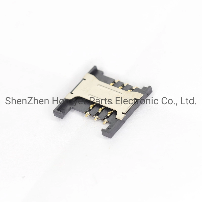 SD Card Connector Short Type SIM Card Holder 2.54 Spacing 6p Gold Plated Simple Card Connector Female Holder