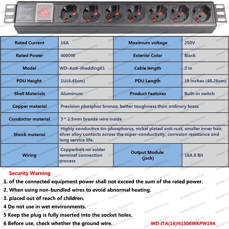 19 Inch Italy Type Universal Socket Network Cabinet and Rack PDU (1)