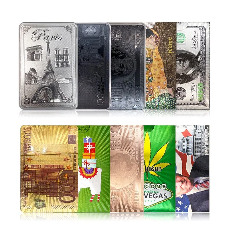 Cartões de jogo personalizados em dólares americanos em saldos de alta qualidade Eco-friendly em preto total impressão a cores cartão de póquer personalizado
