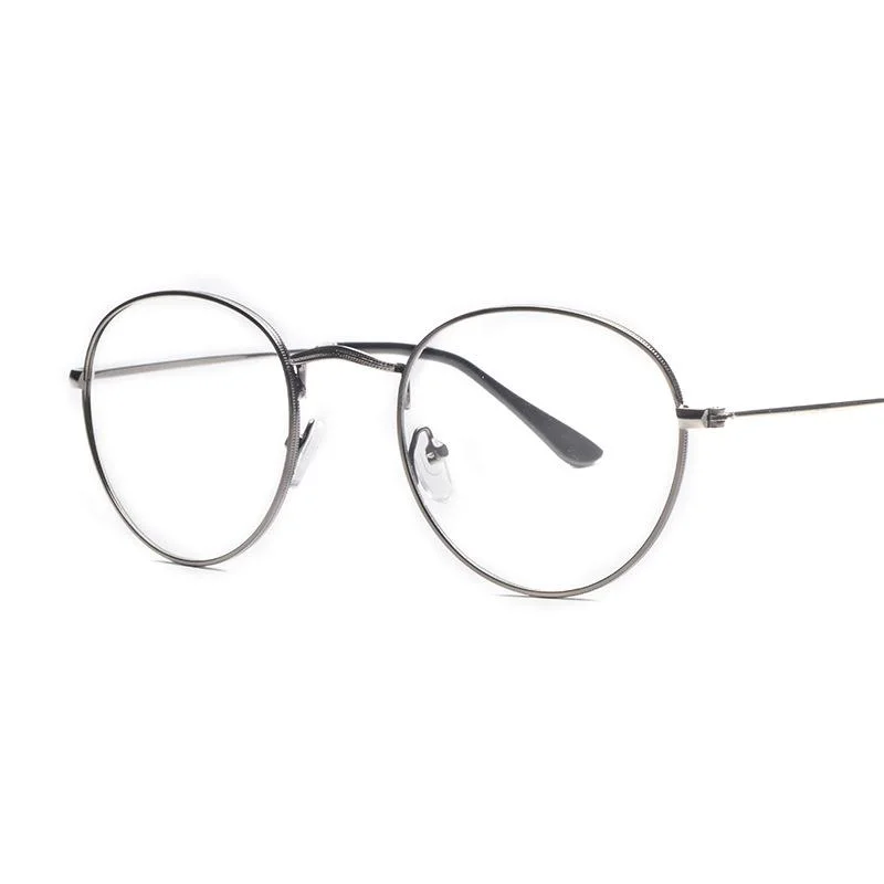 Classic Metal redondo transparente lentes marco lentes unisex círculo gafas Marcos ópticos metálicos para el hombre