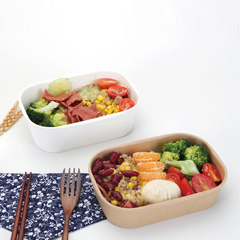 Square Custom Printed Multi-Size Takeaway Paper Salad Bowl with Lid