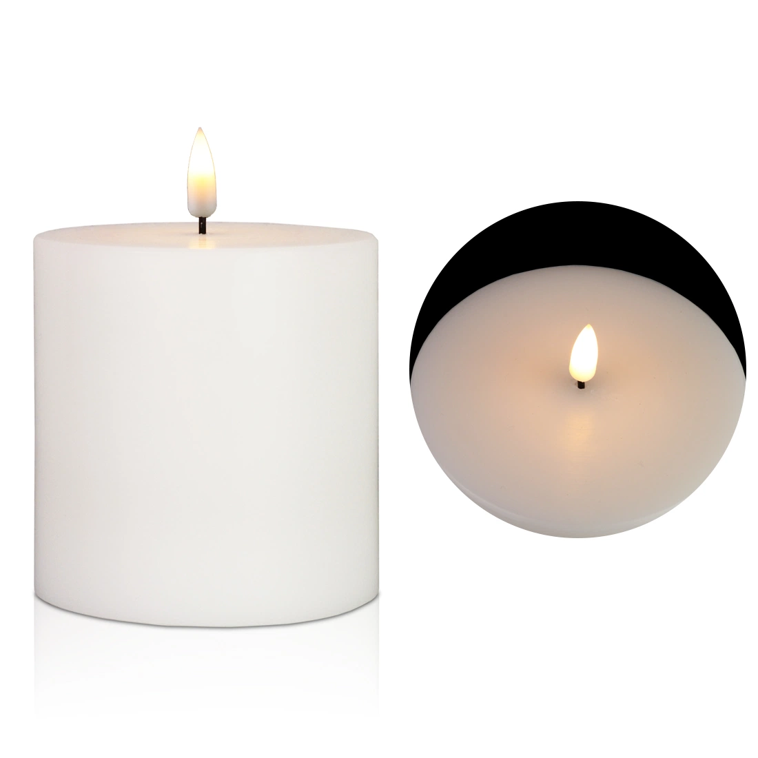 Velas de pilar de LED sem chama elétrica falsa, seguras, sem pavio, sem gotejamento, sem fumaça, feitas de cera real, operadas por bateria, com controle remoto, temporizador, sustentáveis.