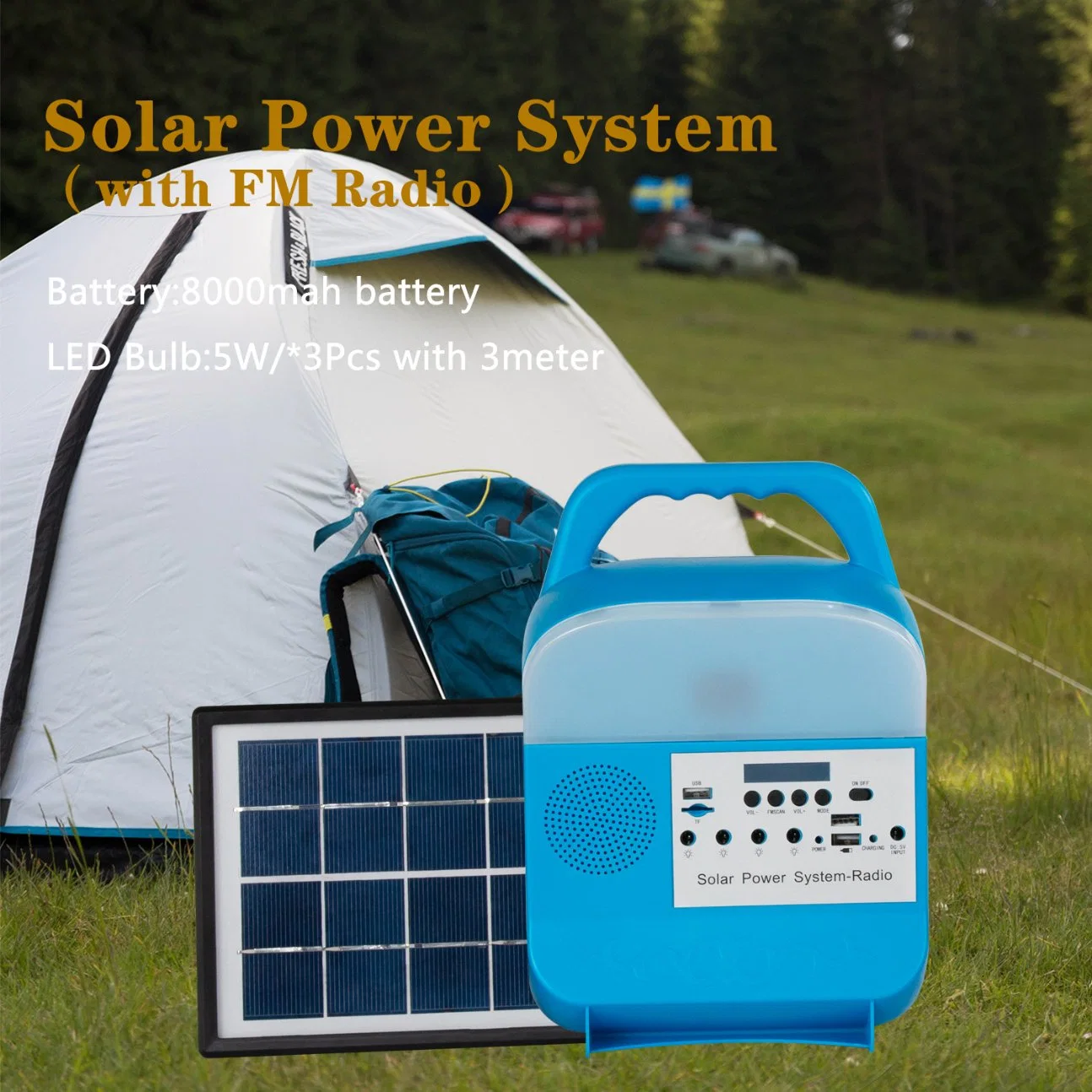 Neues Design Portable Projekt Solarlampen für Outdoor Camping Notfall Tragbares Solar-Heimlichtsystem