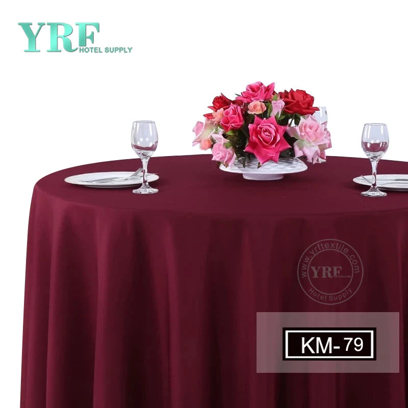 Beautiful 108 Round Dark Red Table Cover Factory for Wedding