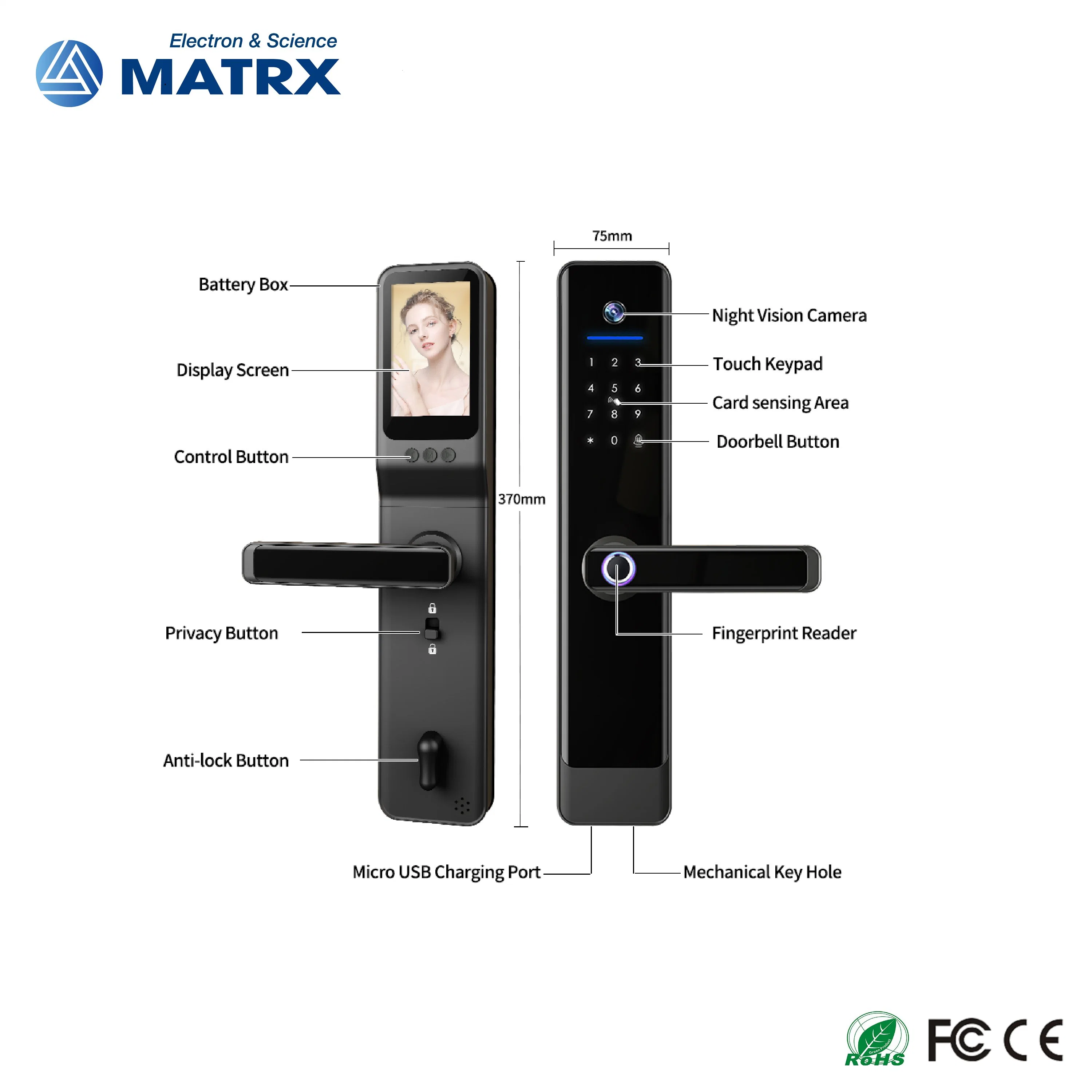 Seguridad en el hogar Smart Digital Electronic Fingerprint Door Lock con cámara