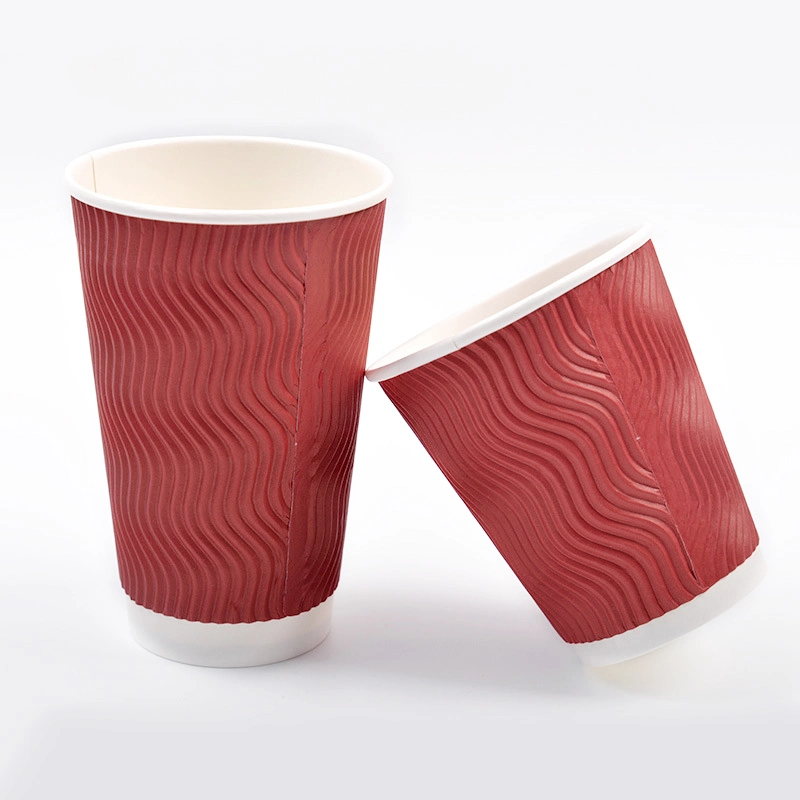 Prix d'usine Haute qualité Gobelet en papier biodégradable jetable à 3 couches pour café chaud 12 oz 14 oz.