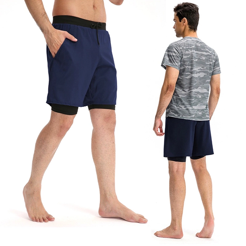 Los hombres de secado rápido' S 2 en 1 Gimnasio Shorts entrenamiento de 7" con pantalones cortos pantalones cortos deportivos ligeros con compresión la camisa y bolsillo para teléfono