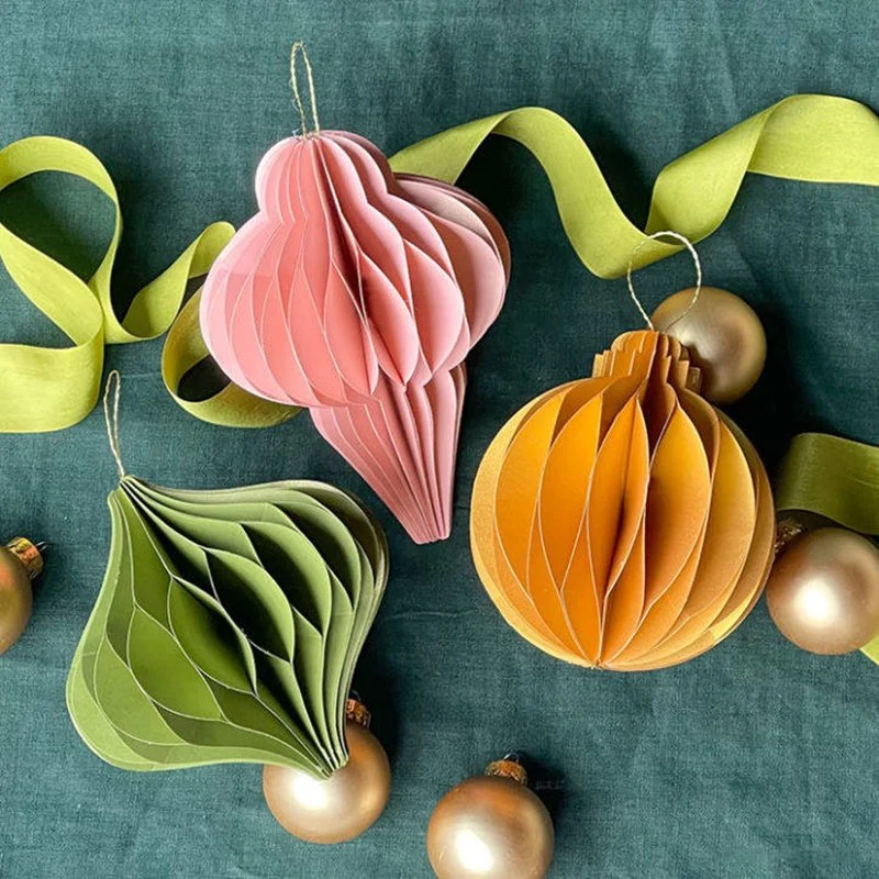 Fournitures de fête de Noël, Décorations pliables en nid d'abeille pour fenêtre en forme d'arbre pour la maison.