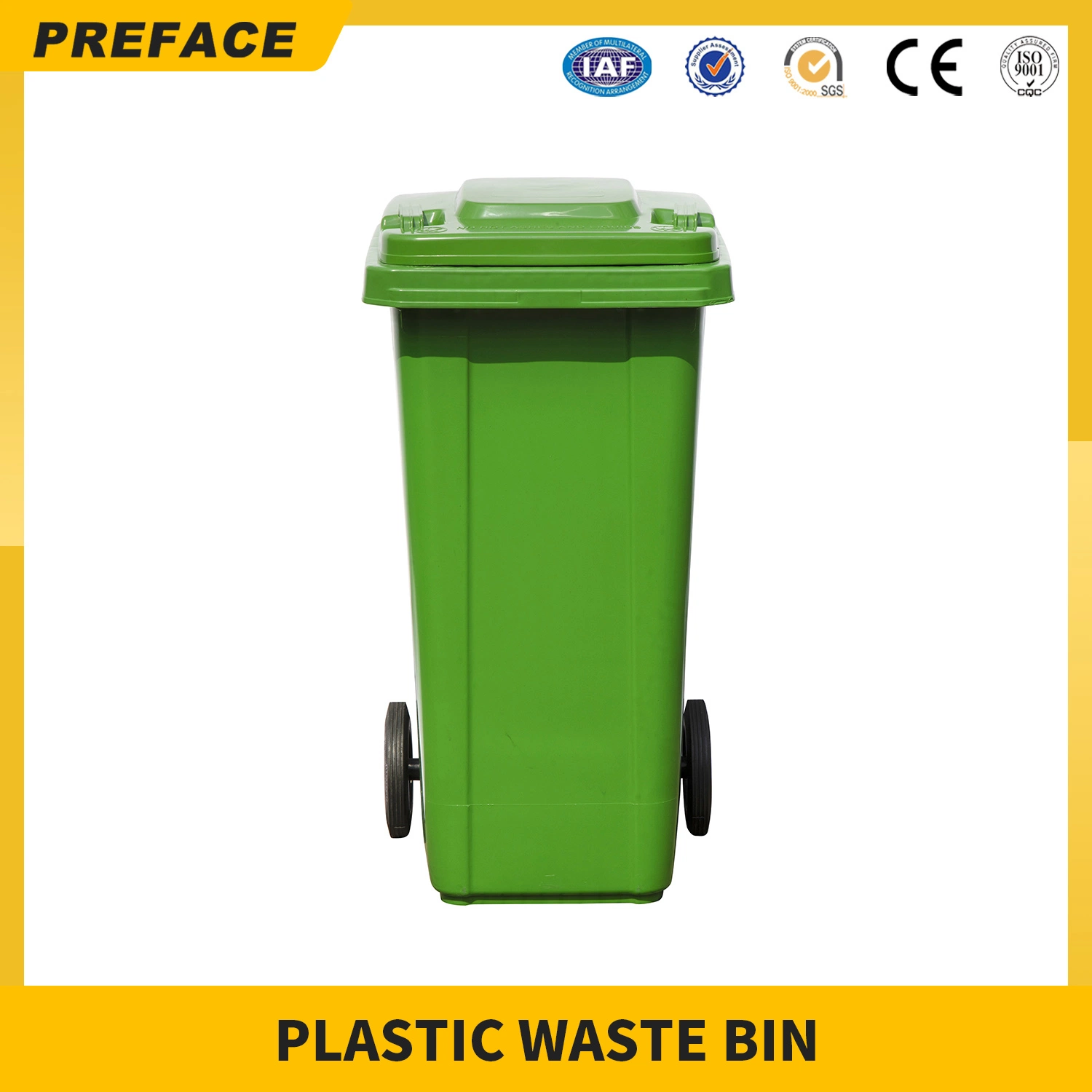 Two Wheeled 120/240/360 Liters Mobile Waste Bin for Separate Waste Collection 100% Recyclable HDPE Available in 8 Colors HDPE Outdoor Trash Garbage Dustbin