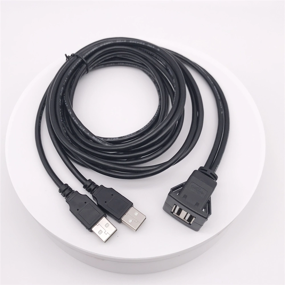 Double USB Male to Female Cable Car Mount Flush Extension Cable