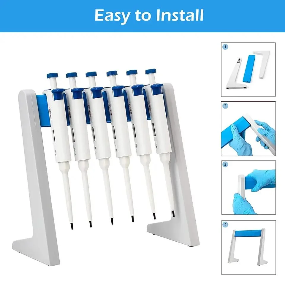 Lab Equipment Pipette Stand Holder L Shape Pipette Stand for 8PCS Micropipettes