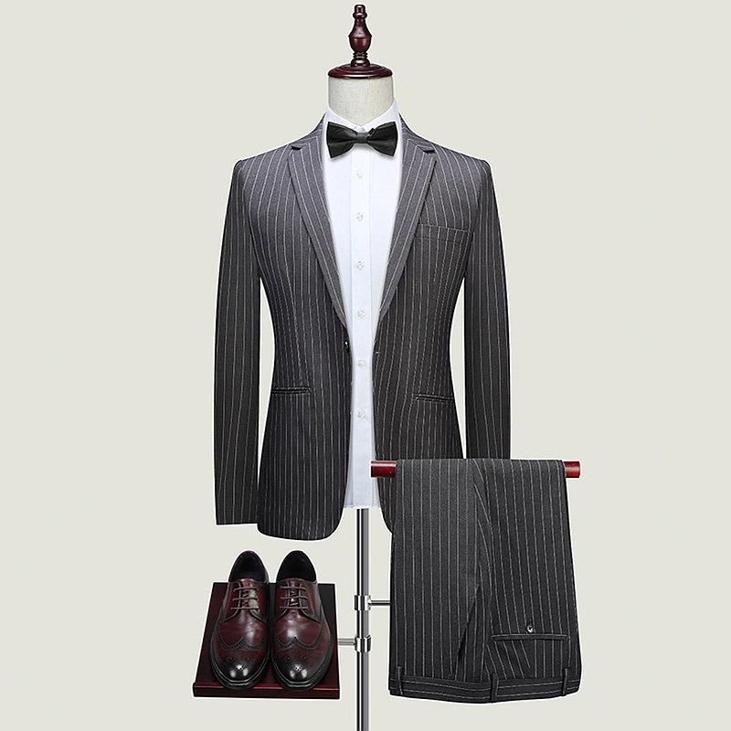 Moda al por mayor Slim Fit Male Oficina Clásica formal 2 pieza Abrigo Pant Design Blazer Business Trajes para hombre