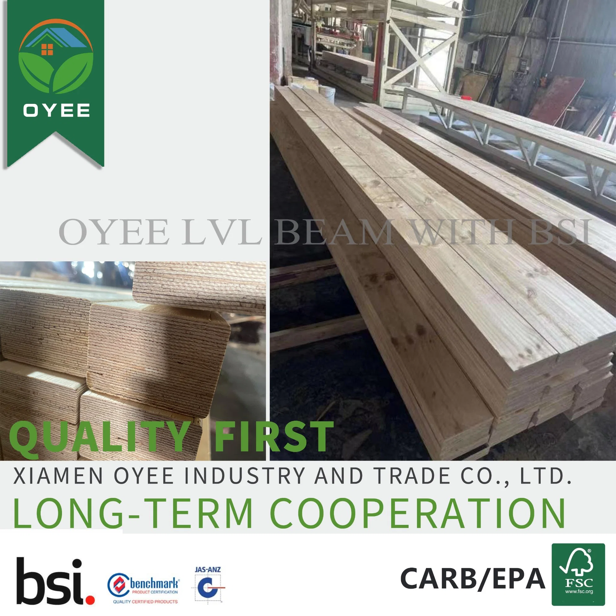 خشب الصنوبر الهيكلي LVL الإطار Timber 45/53/65/70/90 مم ثيكلفيل F17 H2S تمت المعالجة