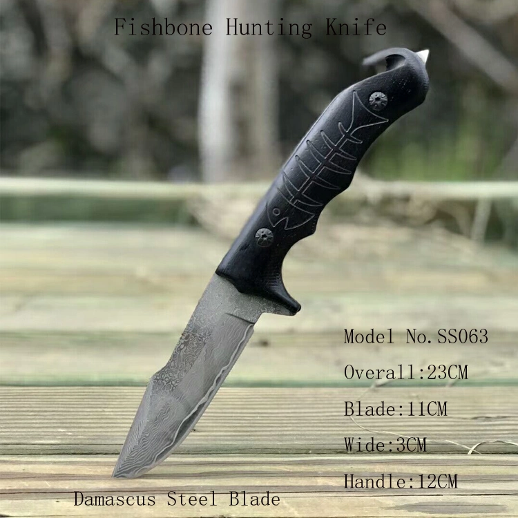 Hand Made Fishbone Hunting Knife Ss063