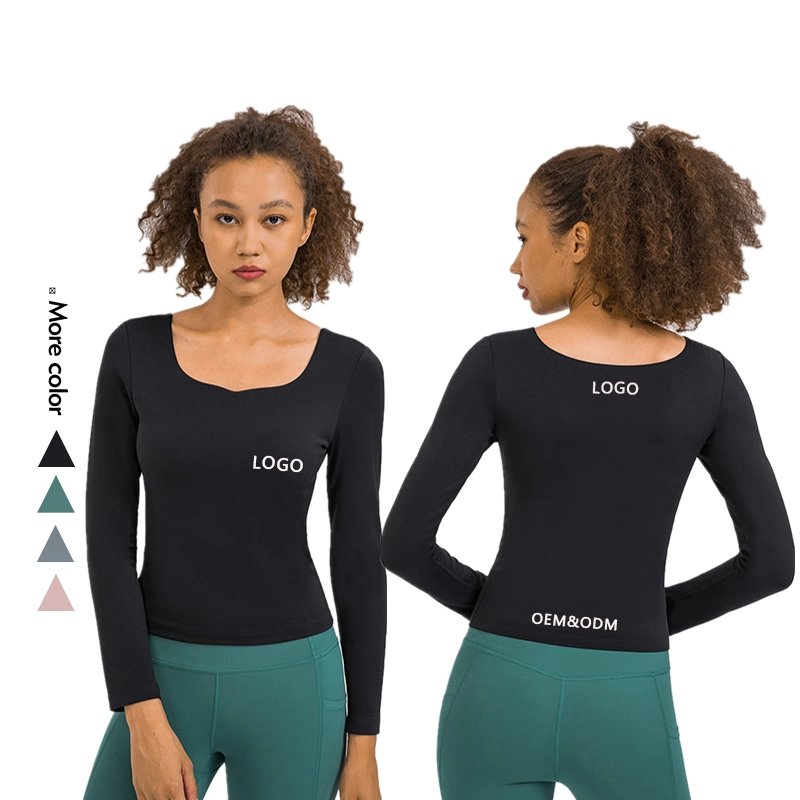 Mayorista Tracksuits Xsunwing personalizadas de color sólido Sweat-Wicking Spandex manga larga de entrenamiento yoga Gimnasio Top Camiseta chica Camiseta ropa de mujer Fitness Mujer