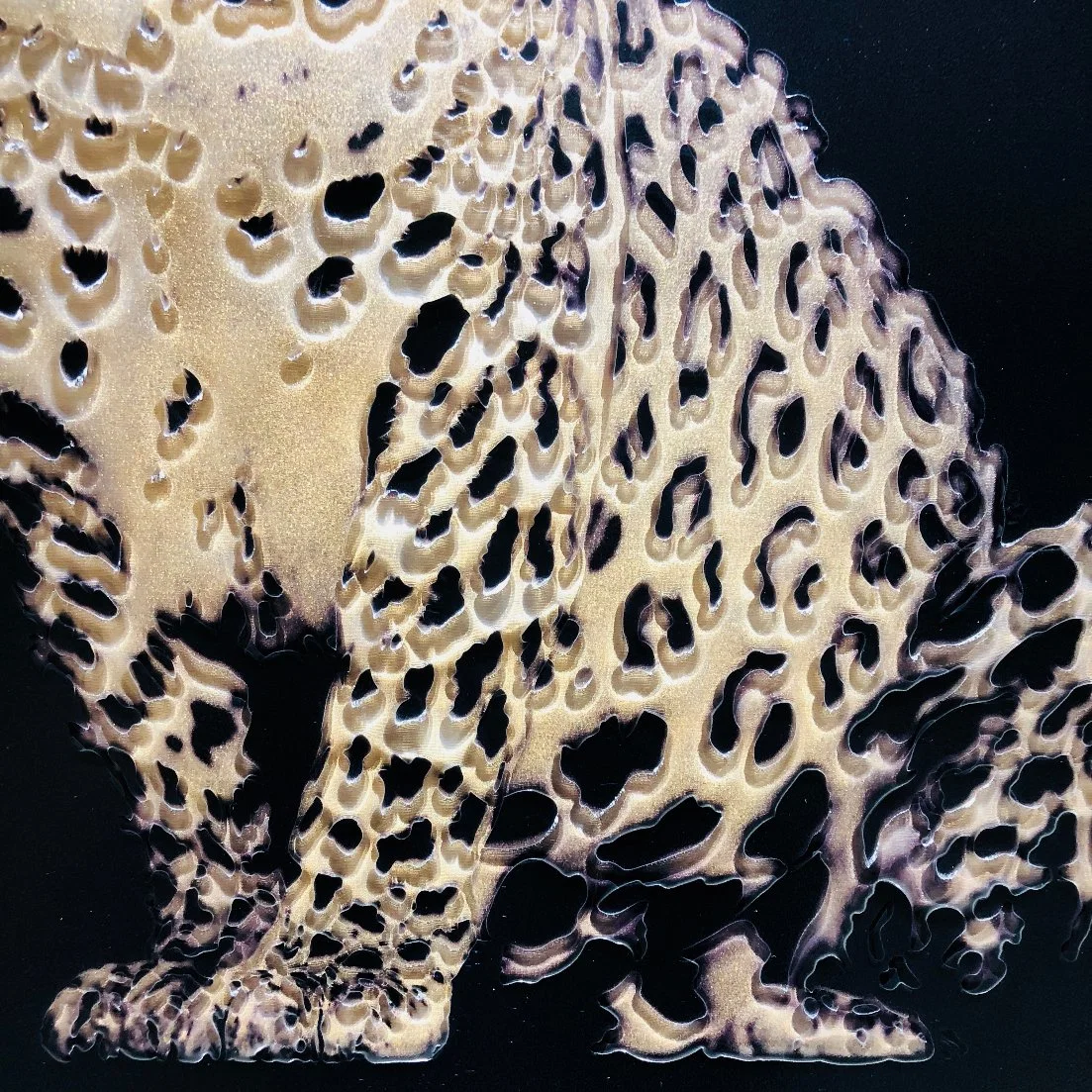 Decorative Crystal Three-Dimensional Art Leopard Lining Glass Paintings (MR-YB6-2039)