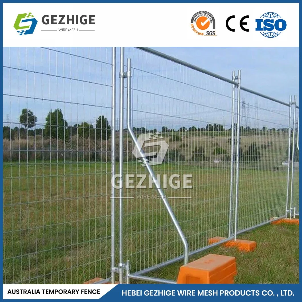 L'Australie galvanisé Gezhige clôture temporaire 2400 mm x 2100 mm la taille du panneau de Wire Mesh clôture temporaire de la Chine fabricants Clôture du site de construction