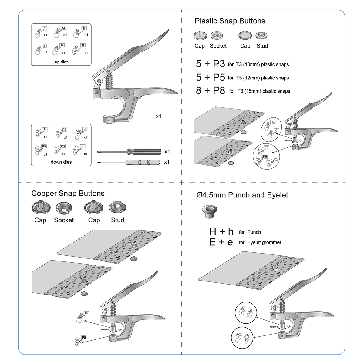 Snap Fastener Plier High quality/High cost performance  Metal and Plastic Button